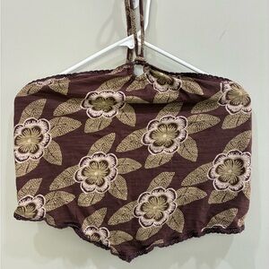 Urban Outfitters Kimchi Blue: Brown Floral Halter Top y2k